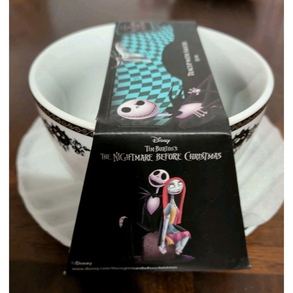 Disney The Nightmare Before Christmas JACK & Sally Tea Cup and Saucer NEW 13oz